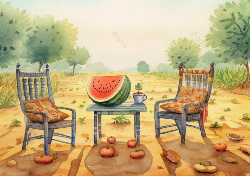 绿色舒适椅子清凉西瓜,插画/手绘图,插画/手绘图库,插画/手绘图下载,插画/手绘